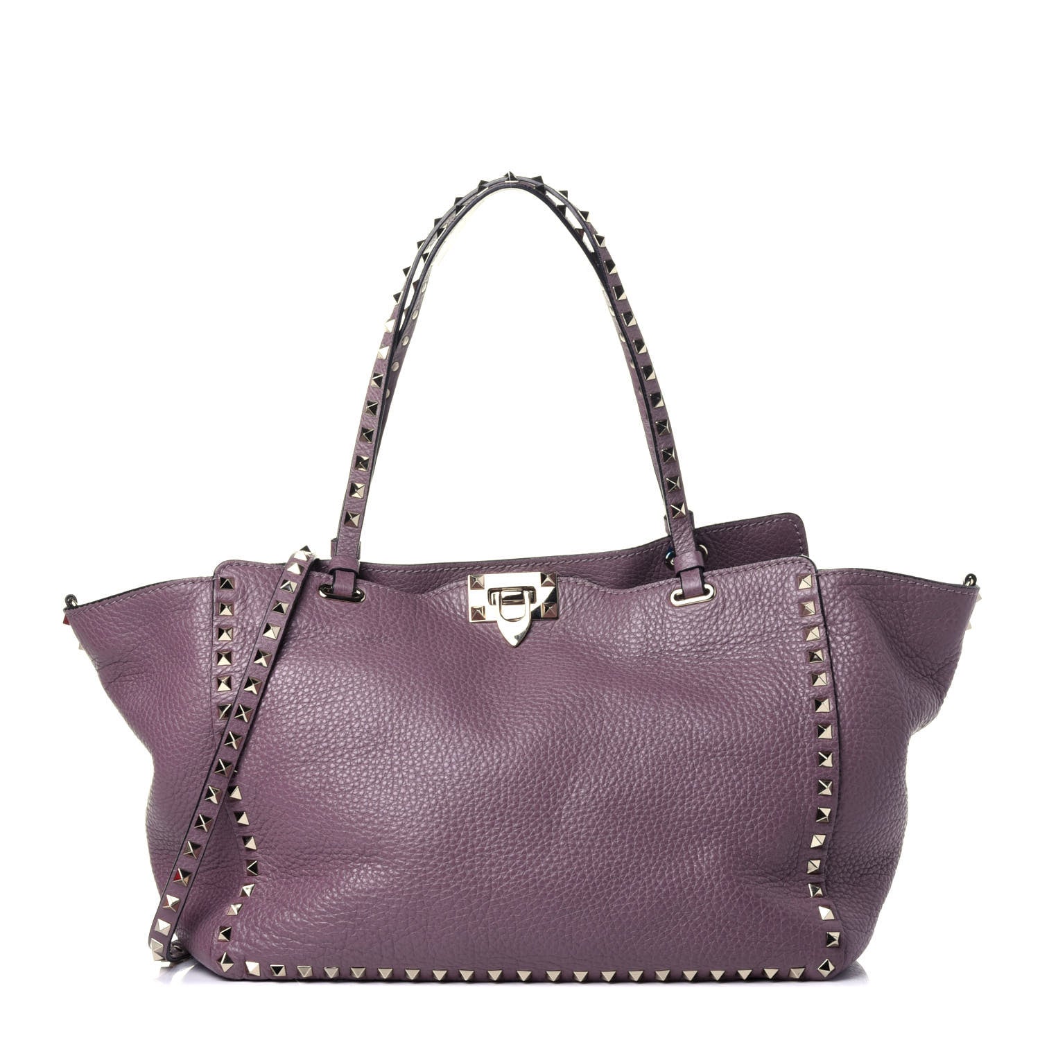 Valentino Garavani Pebbled Calfskin Medium Rockstud Tote Dark Mauve 1 of 11