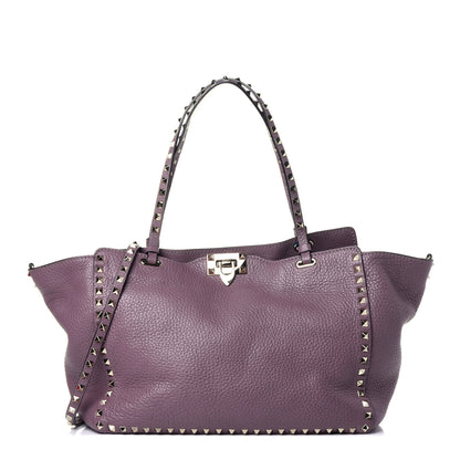 Valentino Garavani Pebbled Calfskin Medium Rockstud Tote Dark Mauve 1 of 11