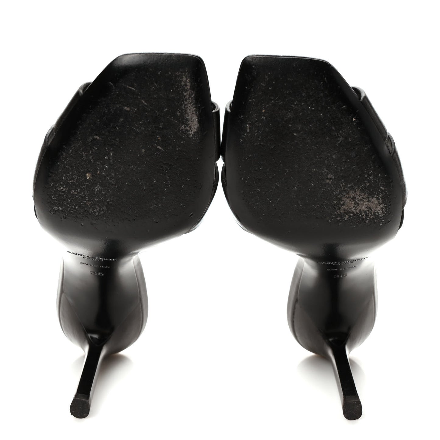 Calfskin Tribute 85 Slide Sandals 36 Black