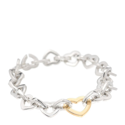 Tiffany Sterling Silver 18K Yellow Gold Heart Links Bracelet 1 of 4