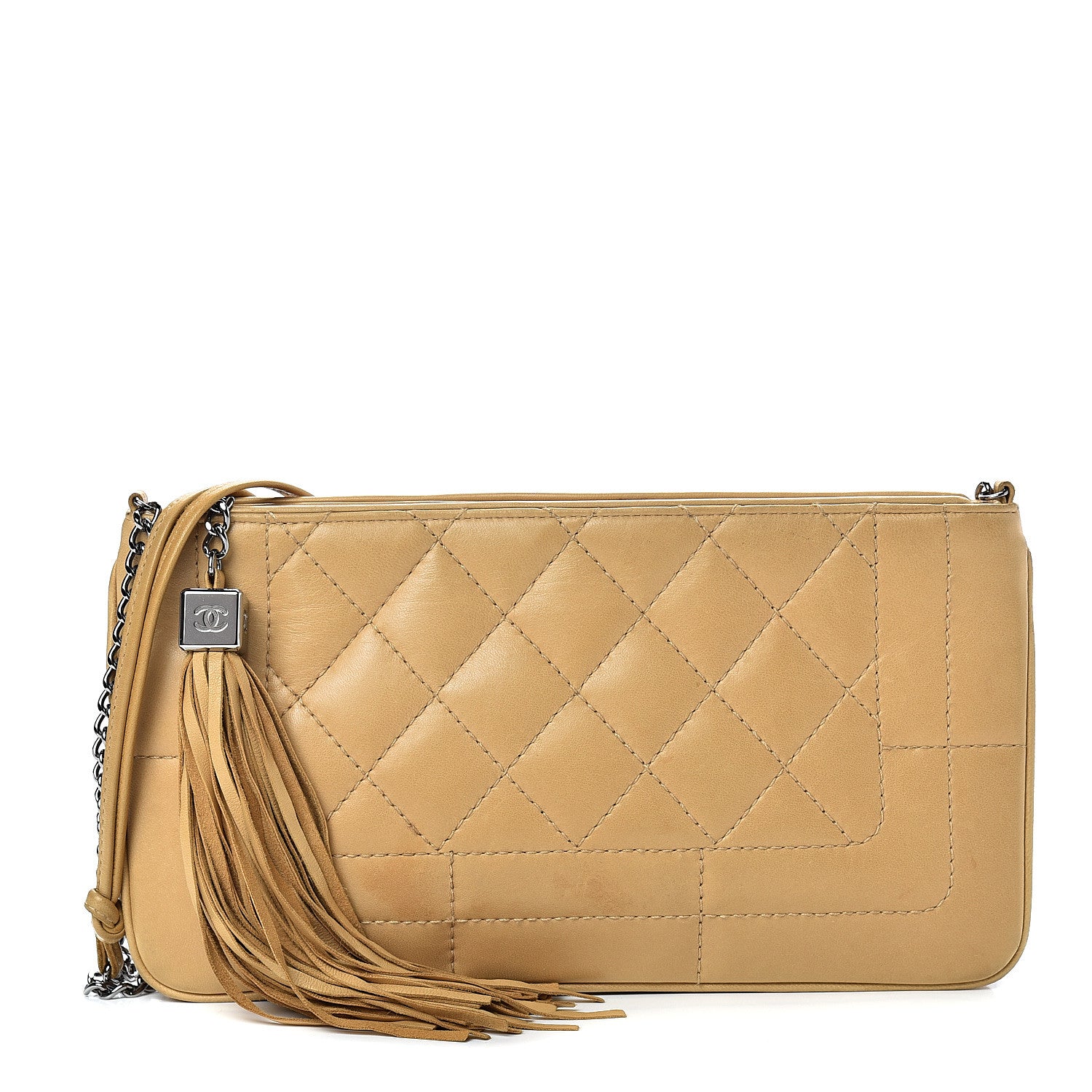 Chanel Lambskin Quilted Tassel Shoulder Bag Beige 1 of 11