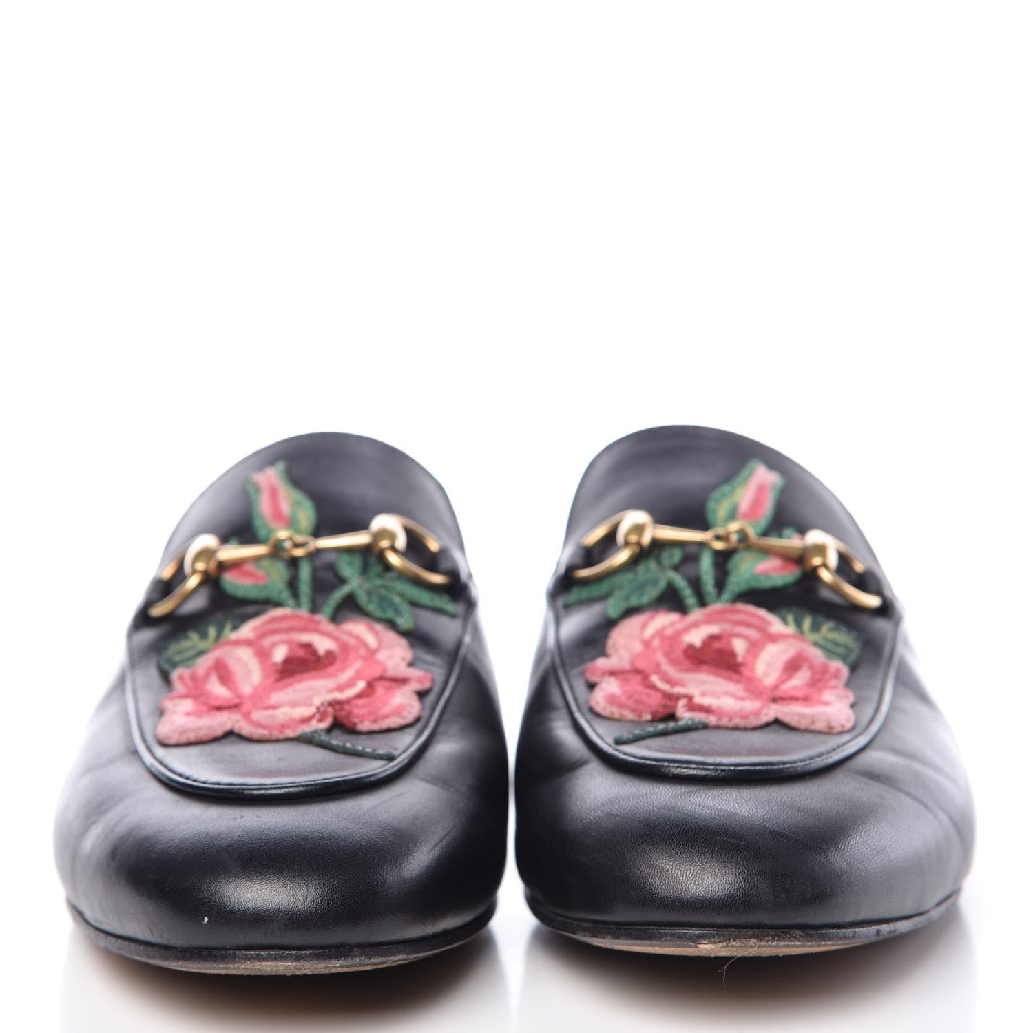 Gucci Calfskin Flower Embroidered Princetown Slippers 36 Black 2 of 18