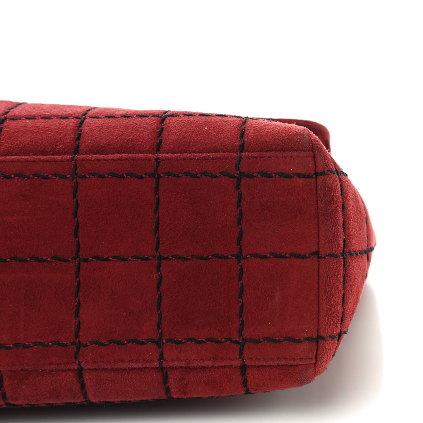 Suede Square Stitched Jumbo Single Flap Red