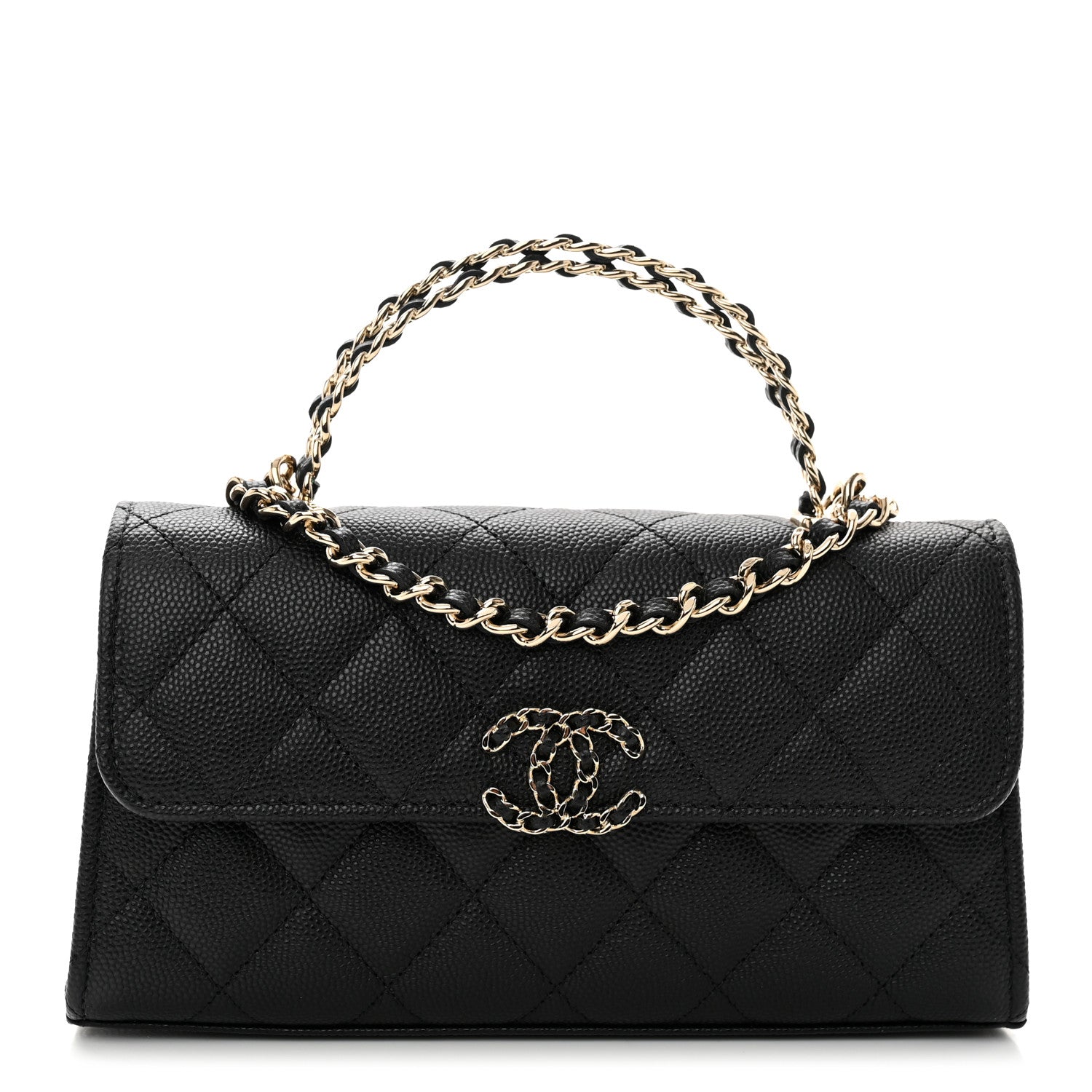 Chanel Caviar Quilted Chain Match Top Handle Phone Holder With Chain Black 1 of 11