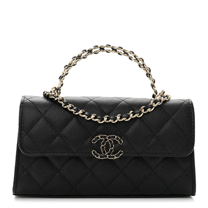 Chanel Caviar Quilted Chain Match Top Handle Phone Holder With Chain Black 1 of 11