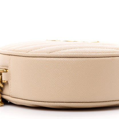 Saint Laurent SAINT LAURENT Grain De Poudre Matelasse Chevron Quilted Round Vinyle Camera Bag Dark Beige 9 of 11
