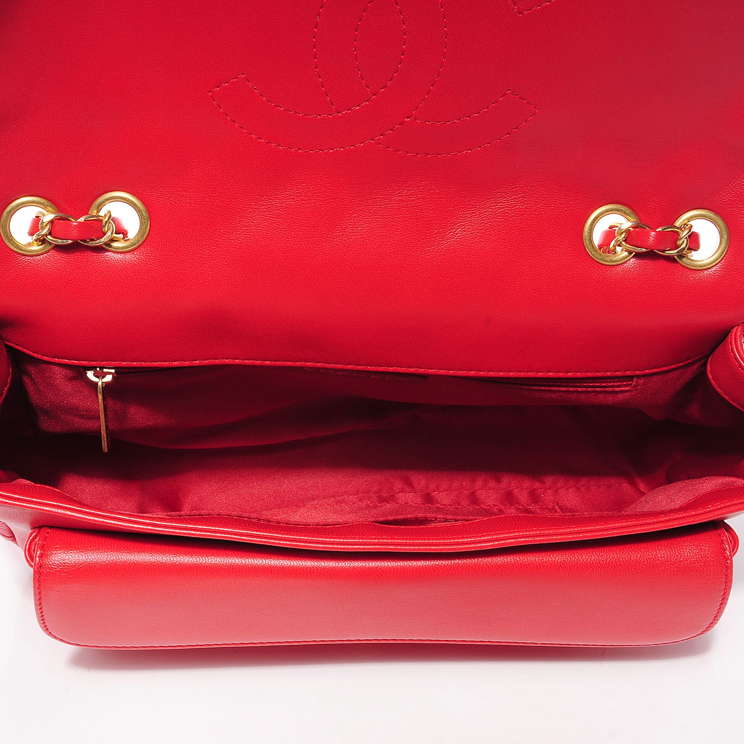 Chanel Lambskin Quilted Now and Forever Large Flap Red 2 of 10
