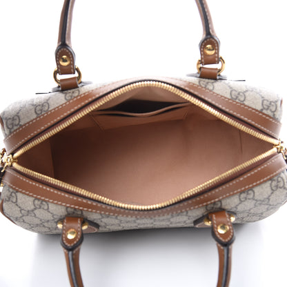 Gucci GG Supreme Monogram Floral Embroidered Small Boston Brown 5 of 11