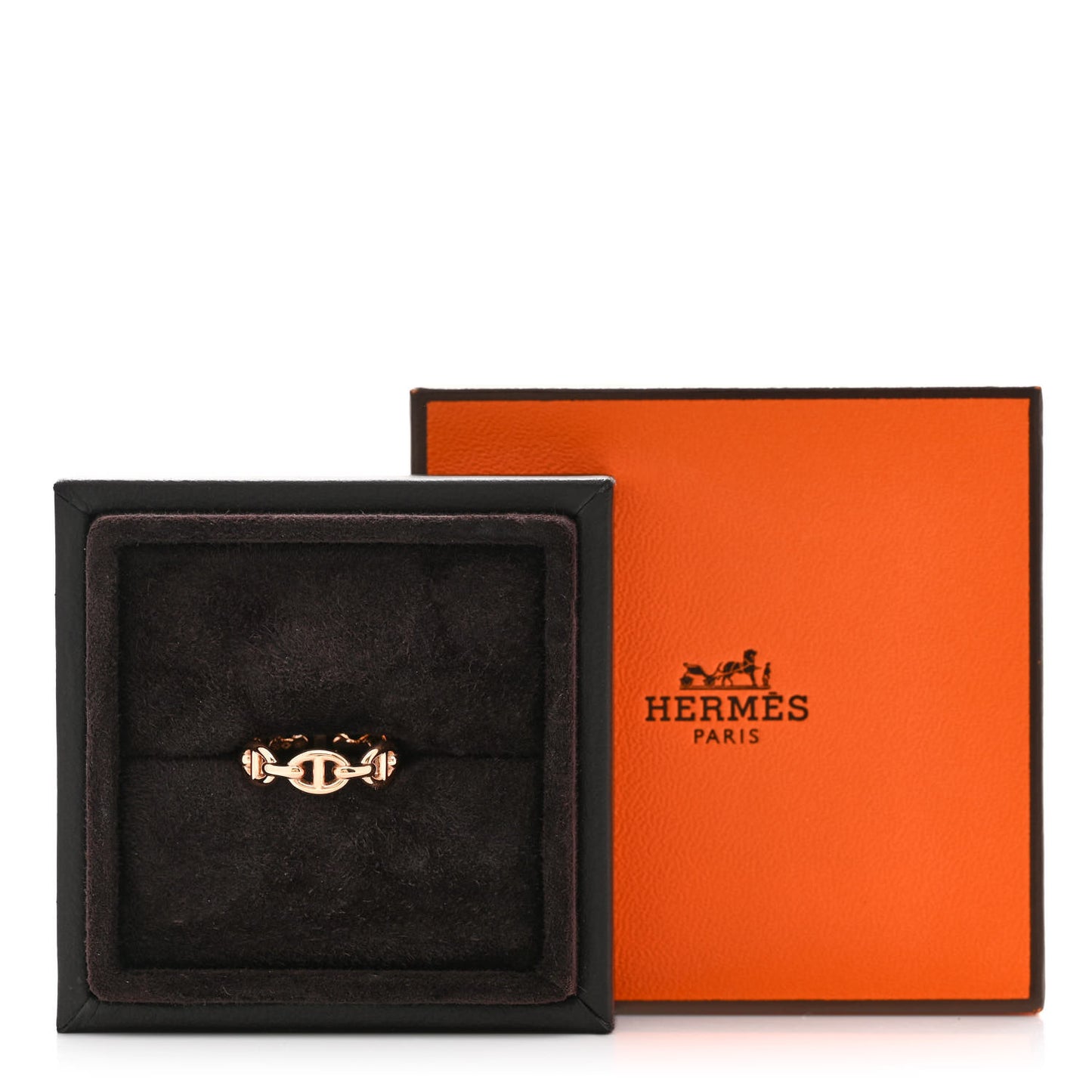 18K Rose Gold PM Chaine d'Ancre Enchainee Ring 50 5.5