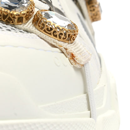 Gucci X SEGA Mesh Calfskin Suede Removable Crystals Womens Flashtrek Sneakers 36 Great White 9 of 14