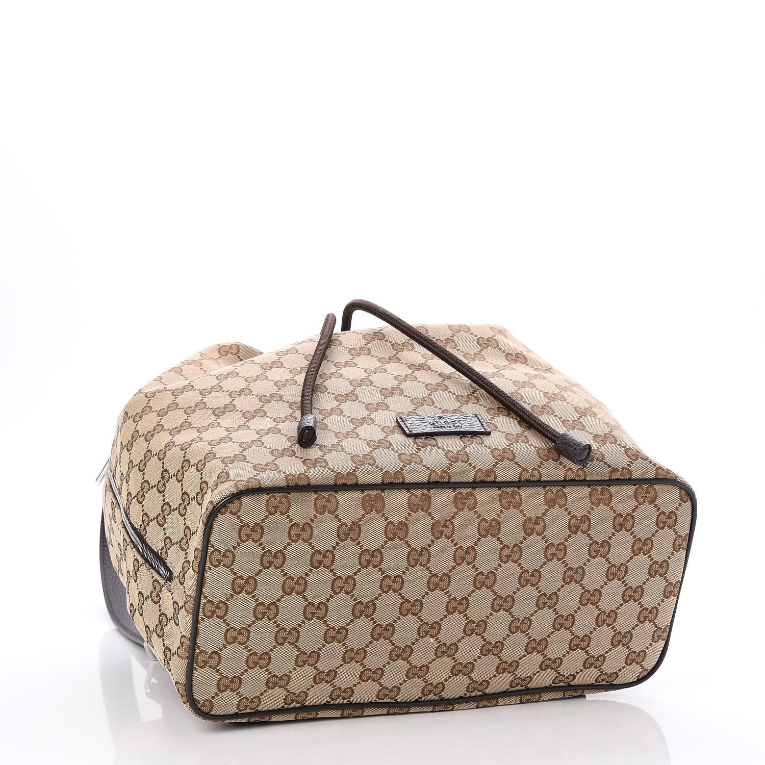 Gucci Monogram Dollar Calfskin O Drawstring Backpack Beige Ebony Testa di Moro Dark Chocolate 4 of 7