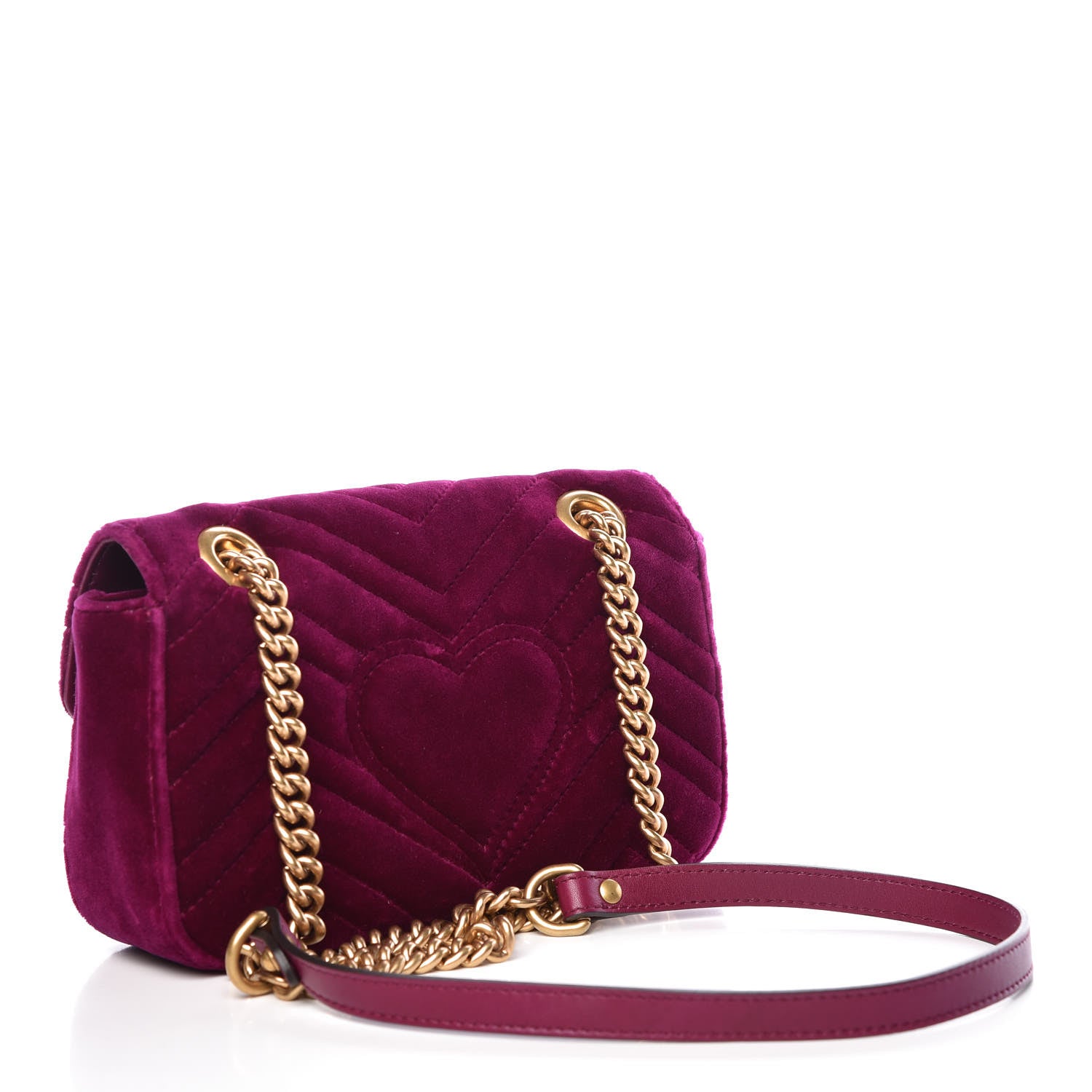 Gucci Velvet Matelasse Mini GG Marmont Shoulder Bag Fuchsia Violet Cyclamen 3 of 10