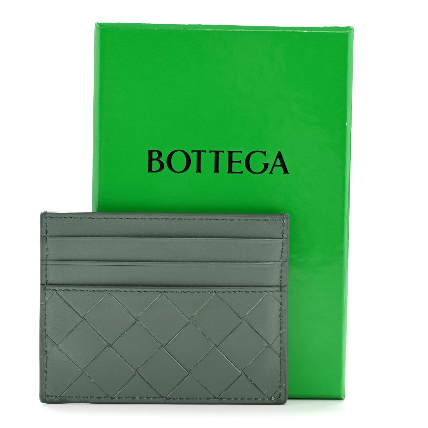 Nappa Intrecciato Card Holder Aloe