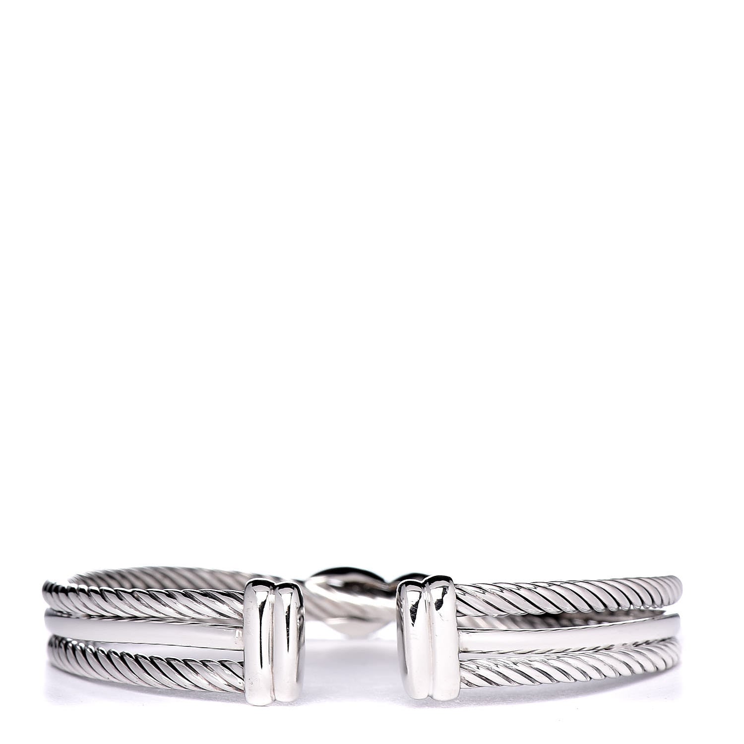 David Yurman Sterling Silver Diamond 7mm X Crossover Cuff 3 of 4