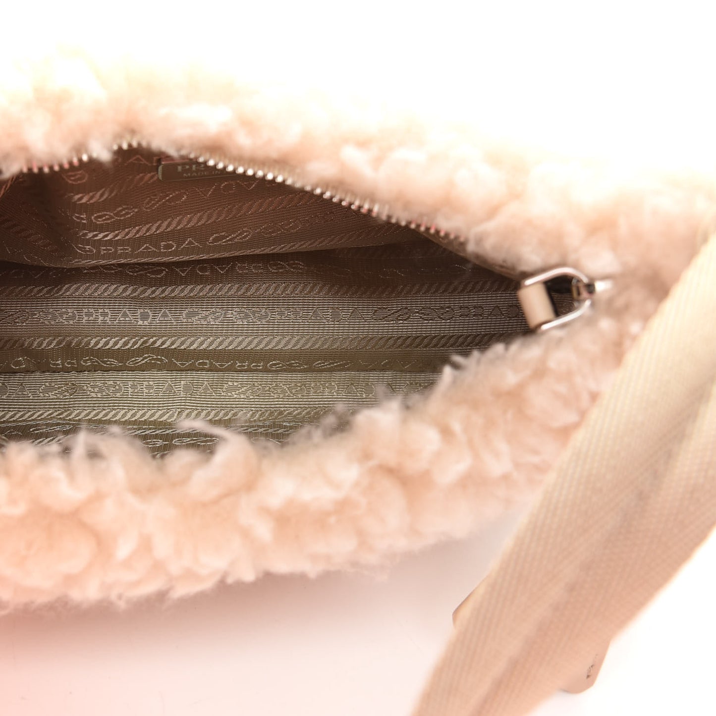 Shearling Mini Re-Edition 2000 Bag Ecru