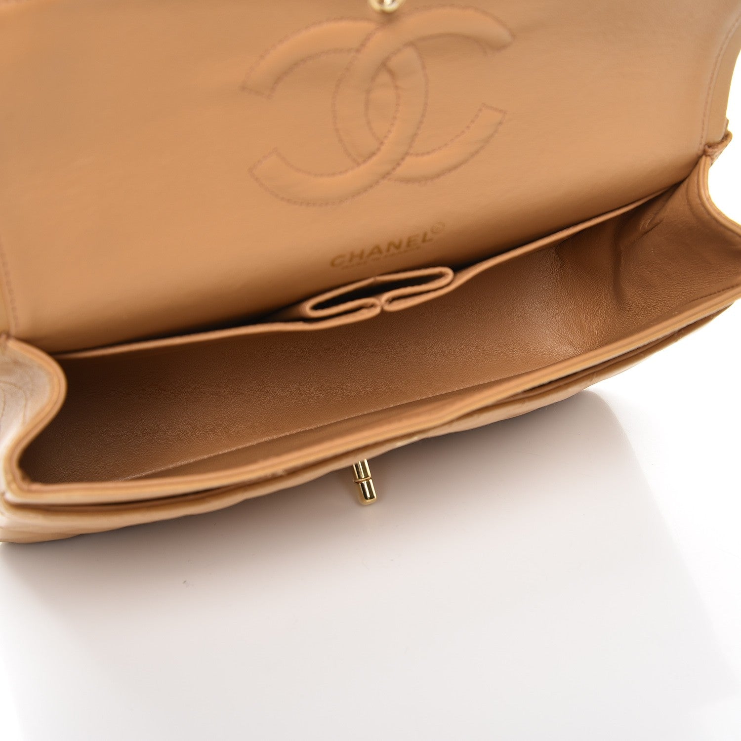 Chanel Lambskin Quilted Medium Double Flap Beige 6 of 14