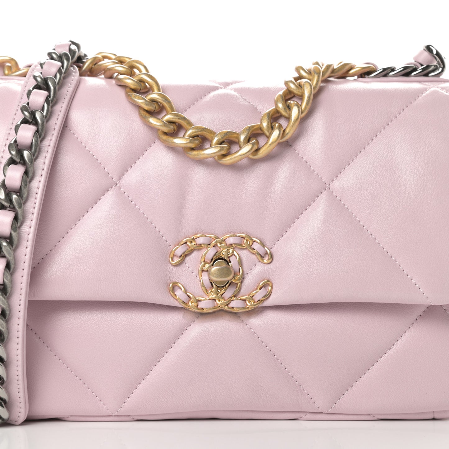 Lambskin Quilted Medium Chanel 19 Flap Light Pink