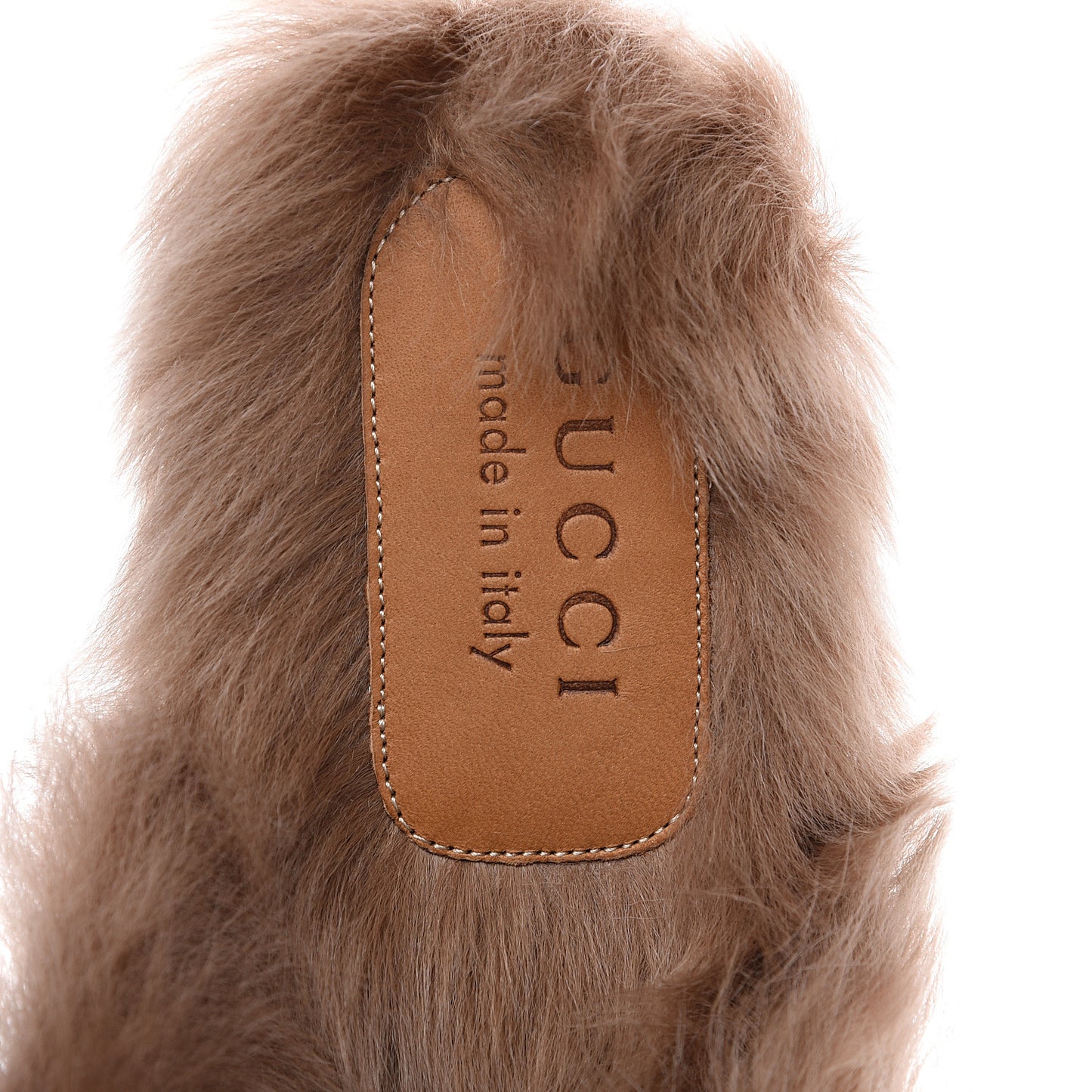 Goatskin Fur Web GG Mens Princetown Slippers 8 Cocoa