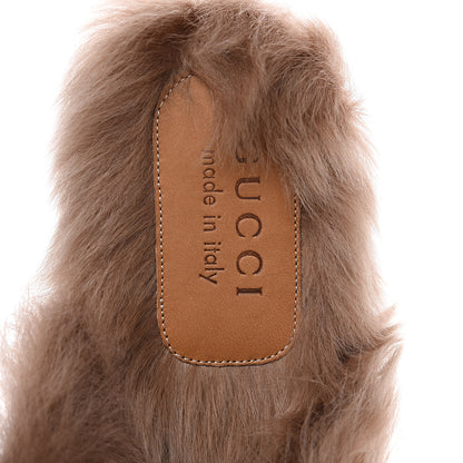 Gucci Goatskin Fur Web GG Mens Princetown Slippers 8 Cocoa 7 of 9