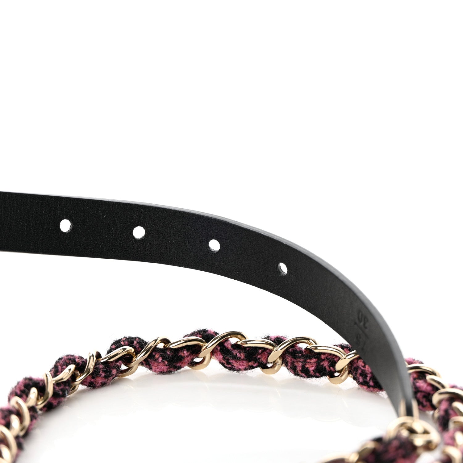 Chanel Calfskin Tweed CC Chain Belt 75 30 Black Pink 5 of 10
