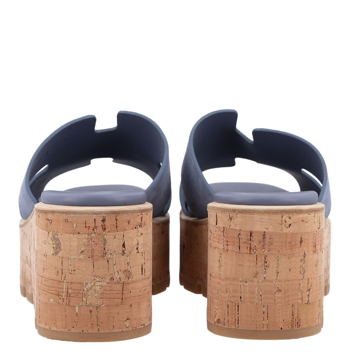 Hermes Suede Goatskin Cork Eze 30 Sandals 38 Bleu Grignon 6 of 10