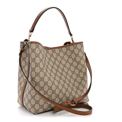 Gucci GG Supreme Monogram Medium Emblem Bucket Bag Beige Brown 3 of 11