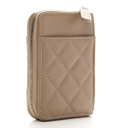 Chanel Caviar Quilted Zip Card Holder Beige 3 of 8