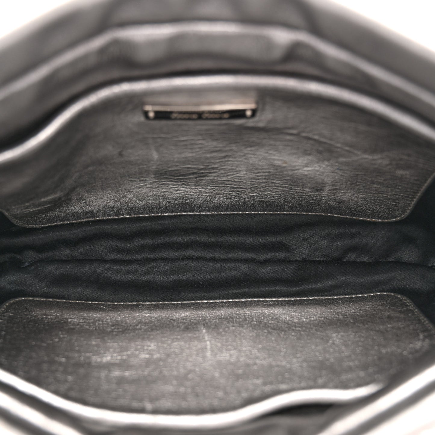 Metallic Nappa Matelasse Crossbody Clutch Silver