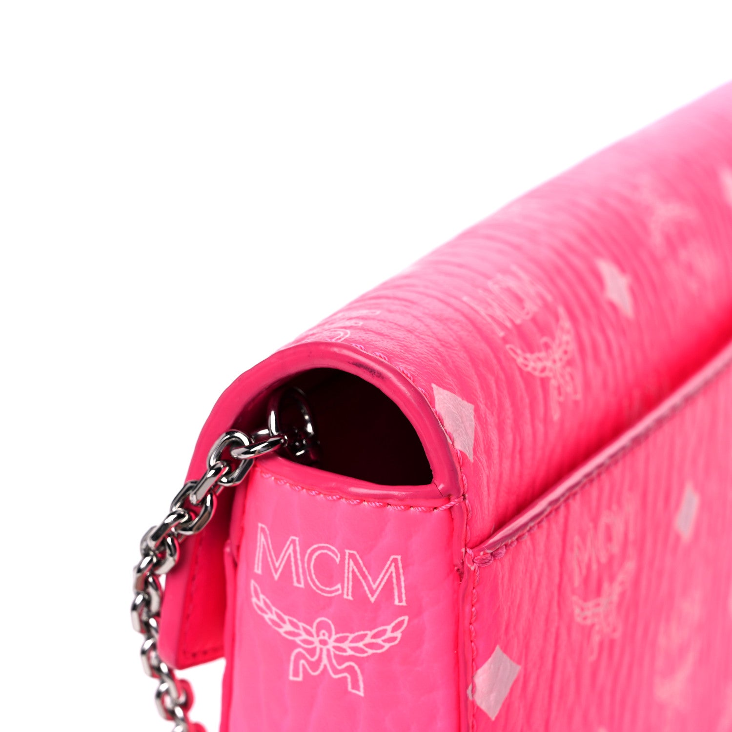 MCM Visetos Monogram Medium Millie Crossbody Bag Neon Pink 8 of 10