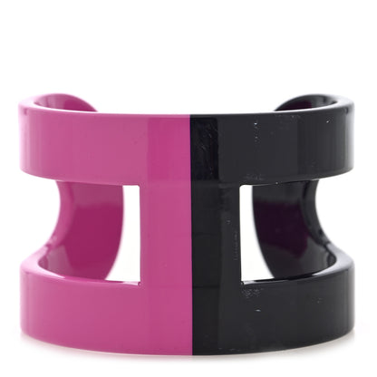 Hermes Lacquered Wood Ano Cuff GM Pink Black 1 of 5