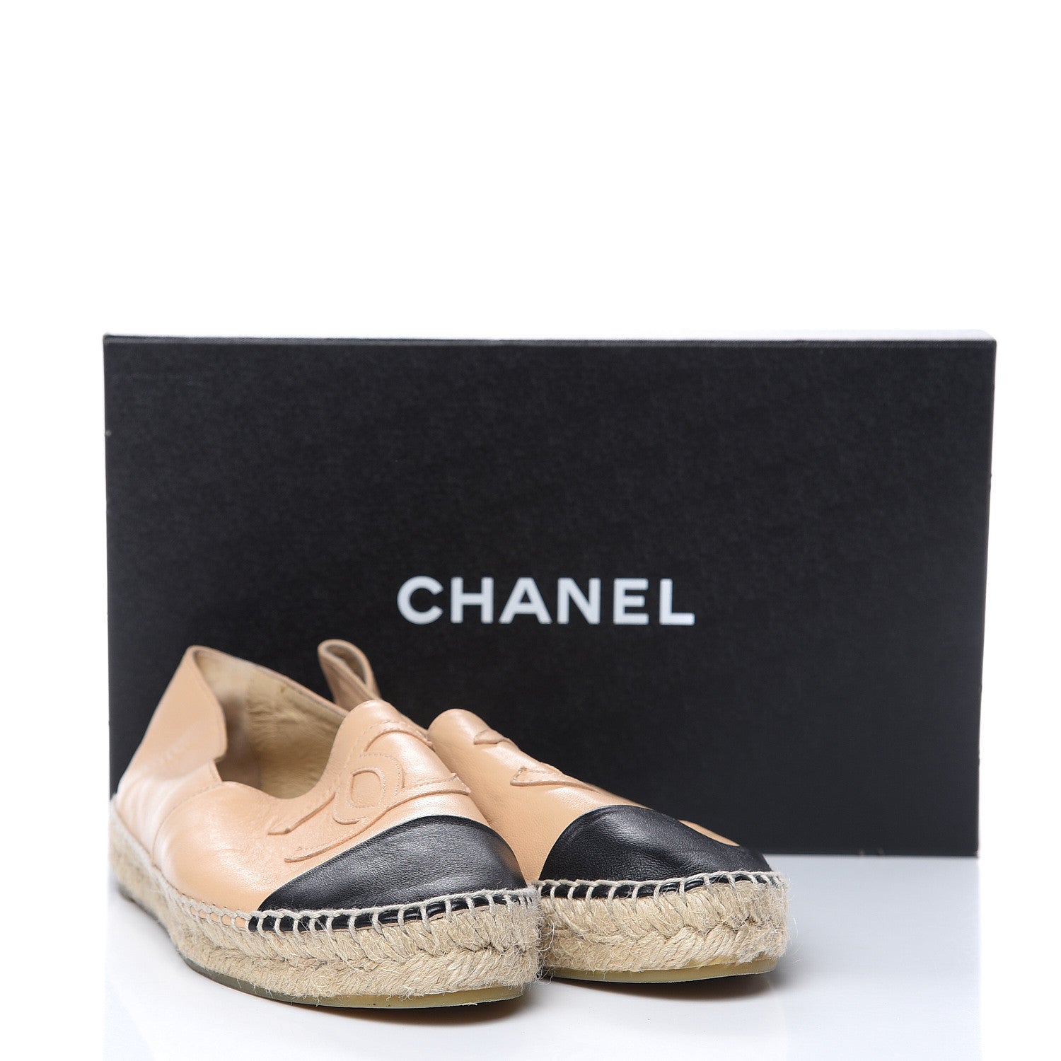 Chanel Lambskin CC Espadrilles 36 Beige Black 12 of 12