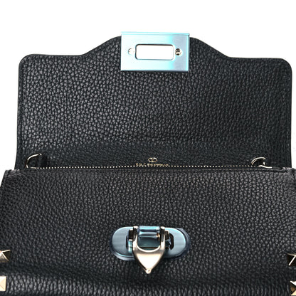 Valentino Garavani Pebbled Calfskin Rockstud Flip Lock Wallet On Chain Black 13 of 15