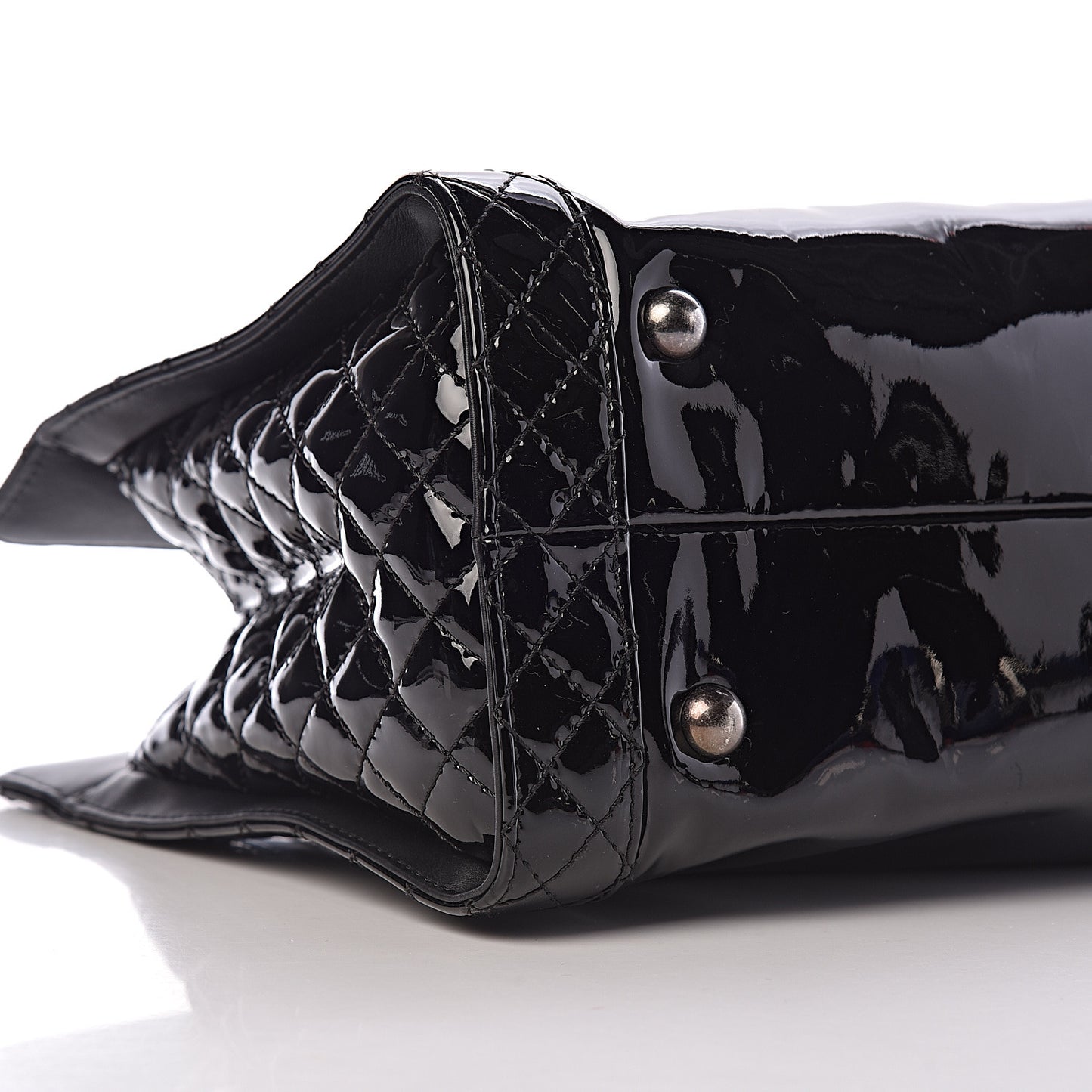 Patent Quilted Reverso Boy Tote Black