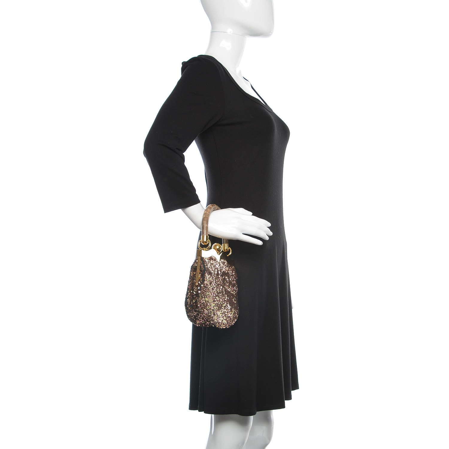 Miu Miu Paillettes Sequin Lizard Top Handle Frame Bag Cammeo 2 of 11
