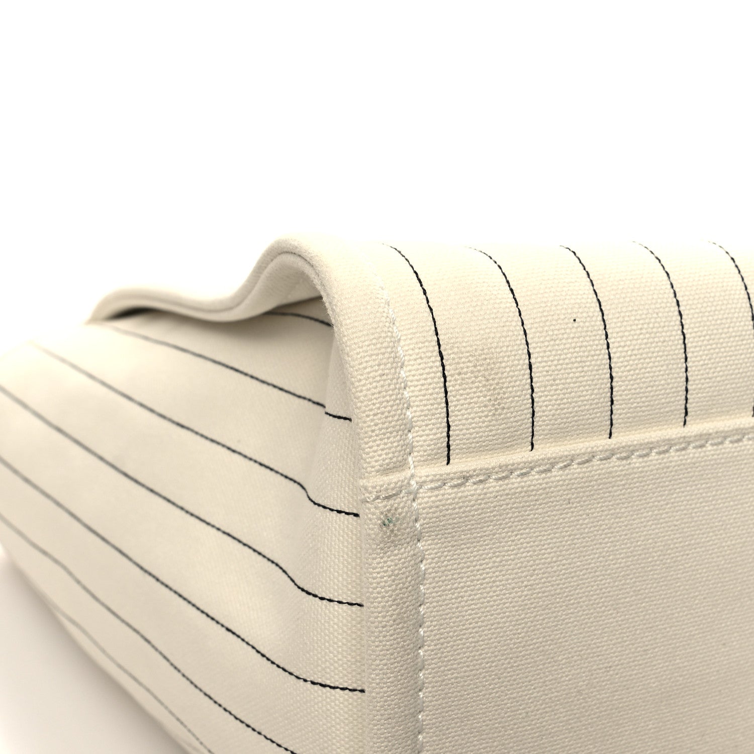 Chanel Canvas Calfskin Striped Medium Deauville Tote White Black 11 of 14