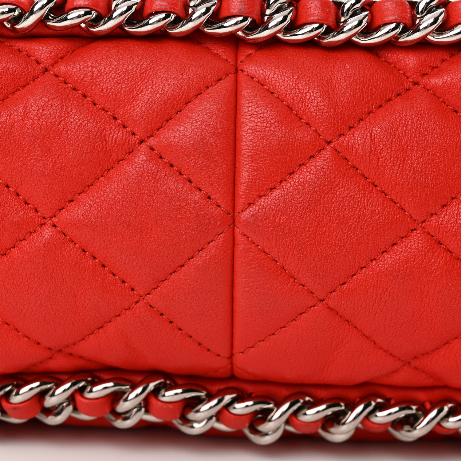 Chanel Washed Lambskin Quilted Maxi Chain Around Flap Red 12 of 15