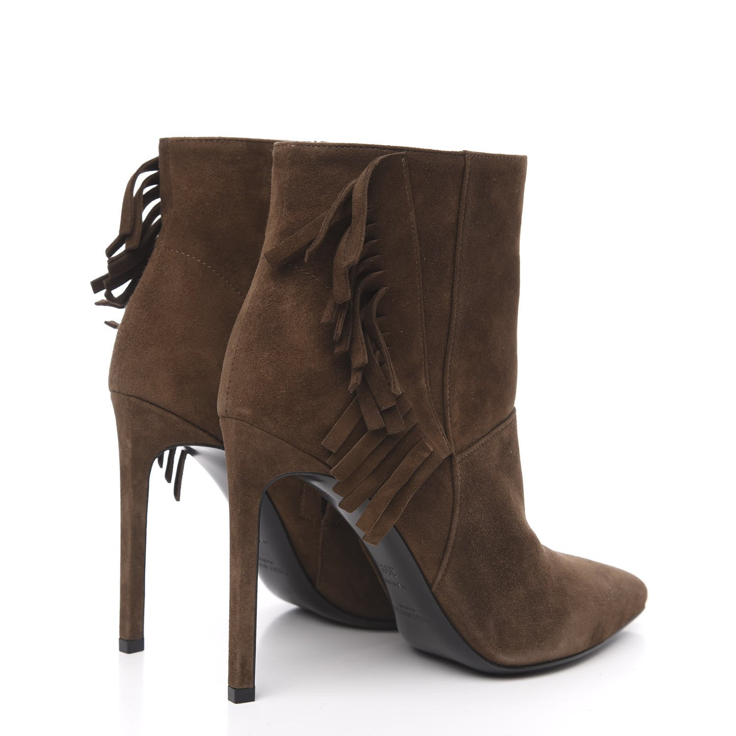 Suede Paris Fringe Ankle Boots 35.5 Brown