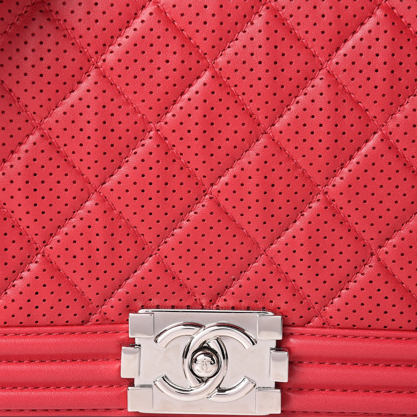 Perforated Lambskin Quilted New Medium Boy Flap Dark Pink