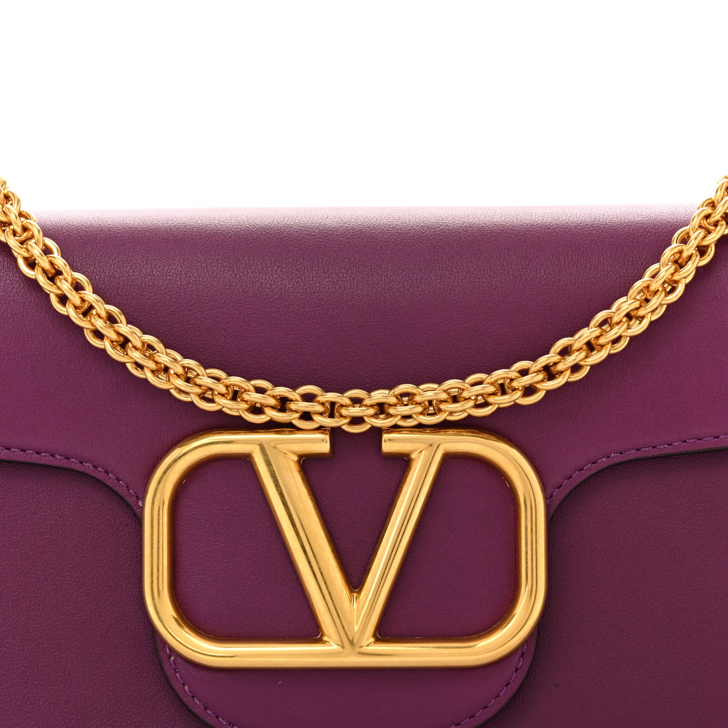 Valentino Garavani Calfskin Vlogo Loco Shoulder Bag Prune 7 of 10