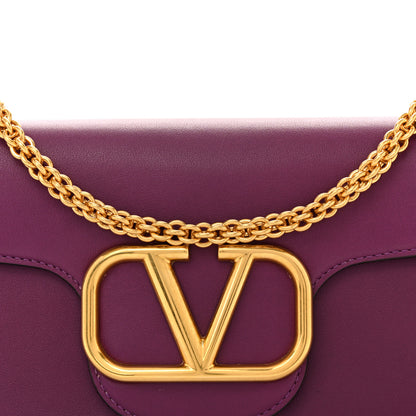 Valentino Garavani Calfskin Vlogo Loco Shoulder Bag Prune 7 of 10