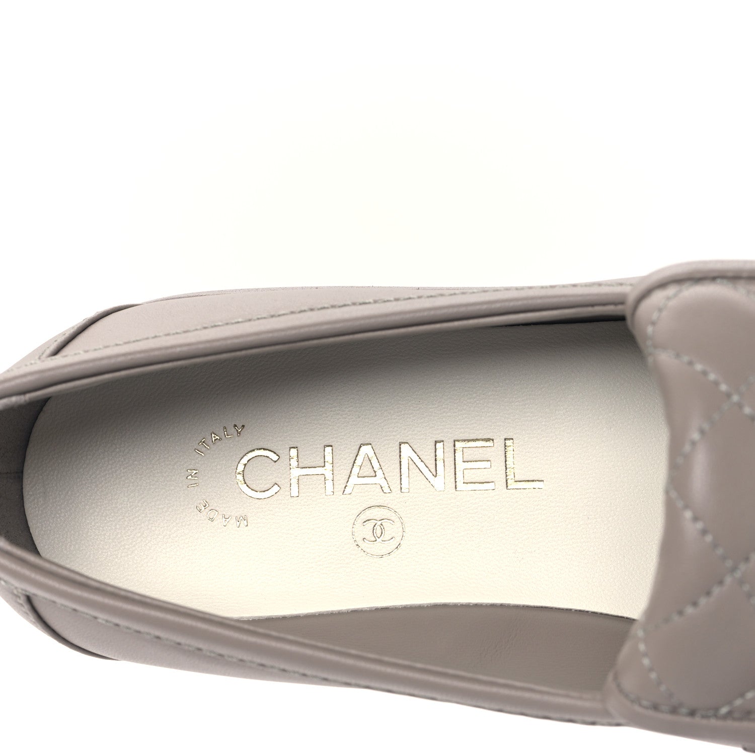 Chanel Lambskin Quilted CC Turnlock Moccasins 37.5 Grey 7 of 8