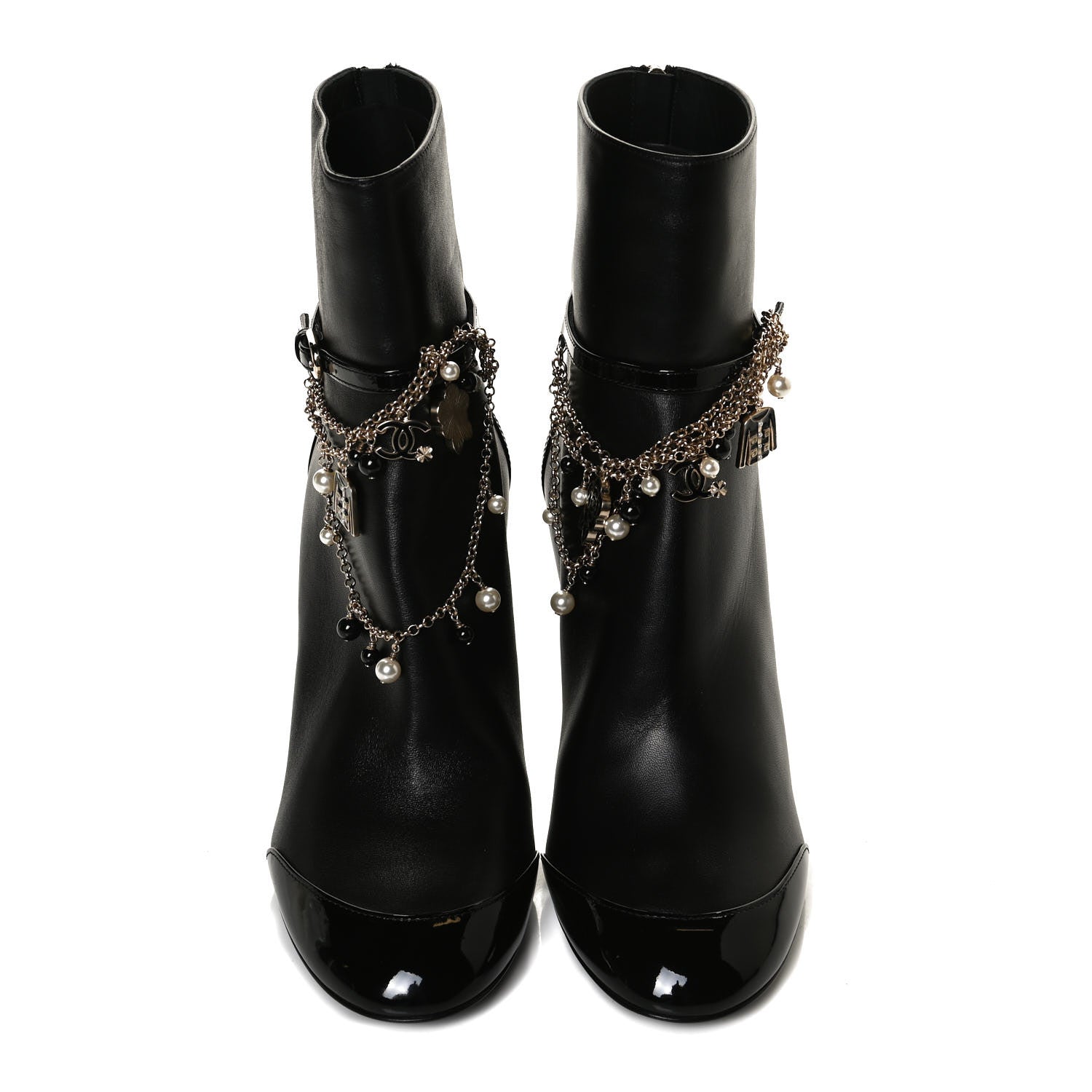 Chanel Lambskin Patent Calfskin Ankle Boots 40 Black 5 of 13