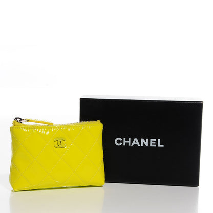Chanel Patent Quilted Key Holder Case Yellow 5 of 8