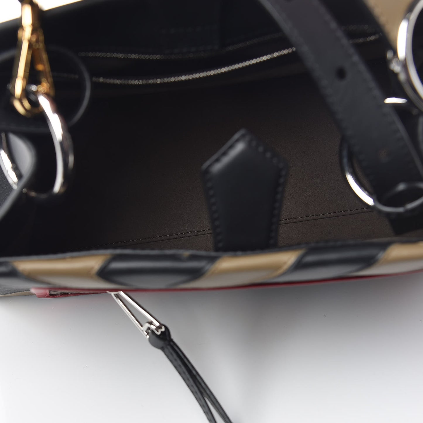 Vitello Century F is Fendi FF Diagonal Inlay Small Runaway Satchel Fango Black Fragola