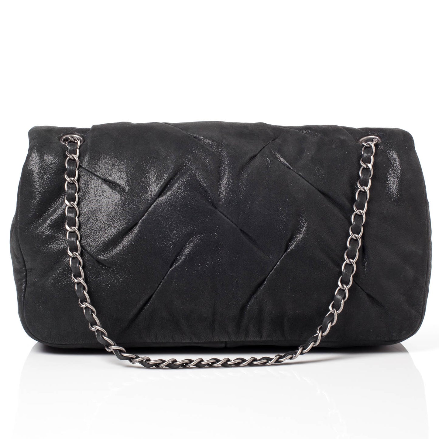 Iridescent Calfskin Glint Flap Black