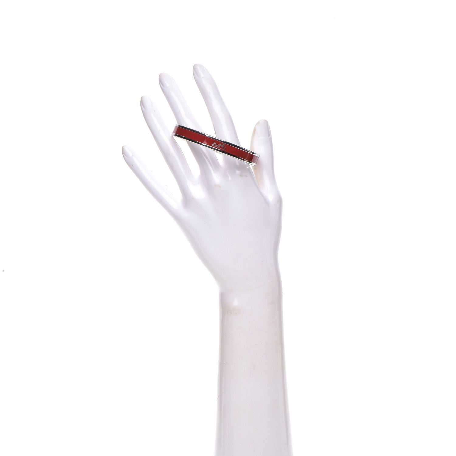 Hermes Enamel Printed Narrow Caleche Bracelet 62 Rouge H 2 of 6