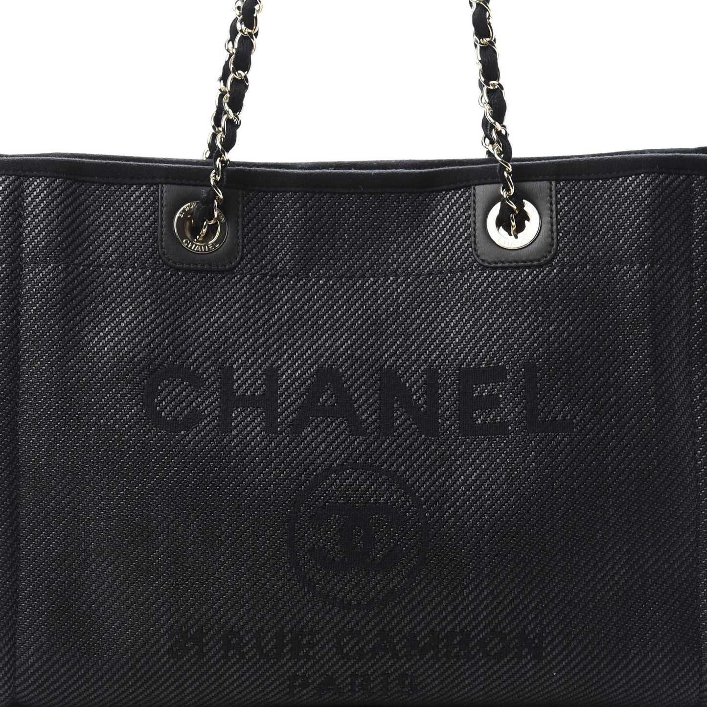 Mixed Fibers Calfskin Small Deauville Tote Black