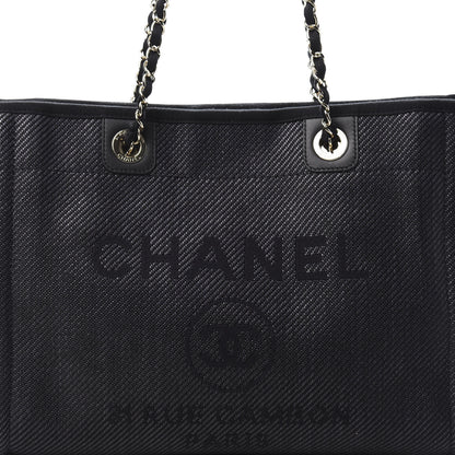 Chanel Mixed Fibers Calfskin Small Deauville Tote Black 10 of 10
