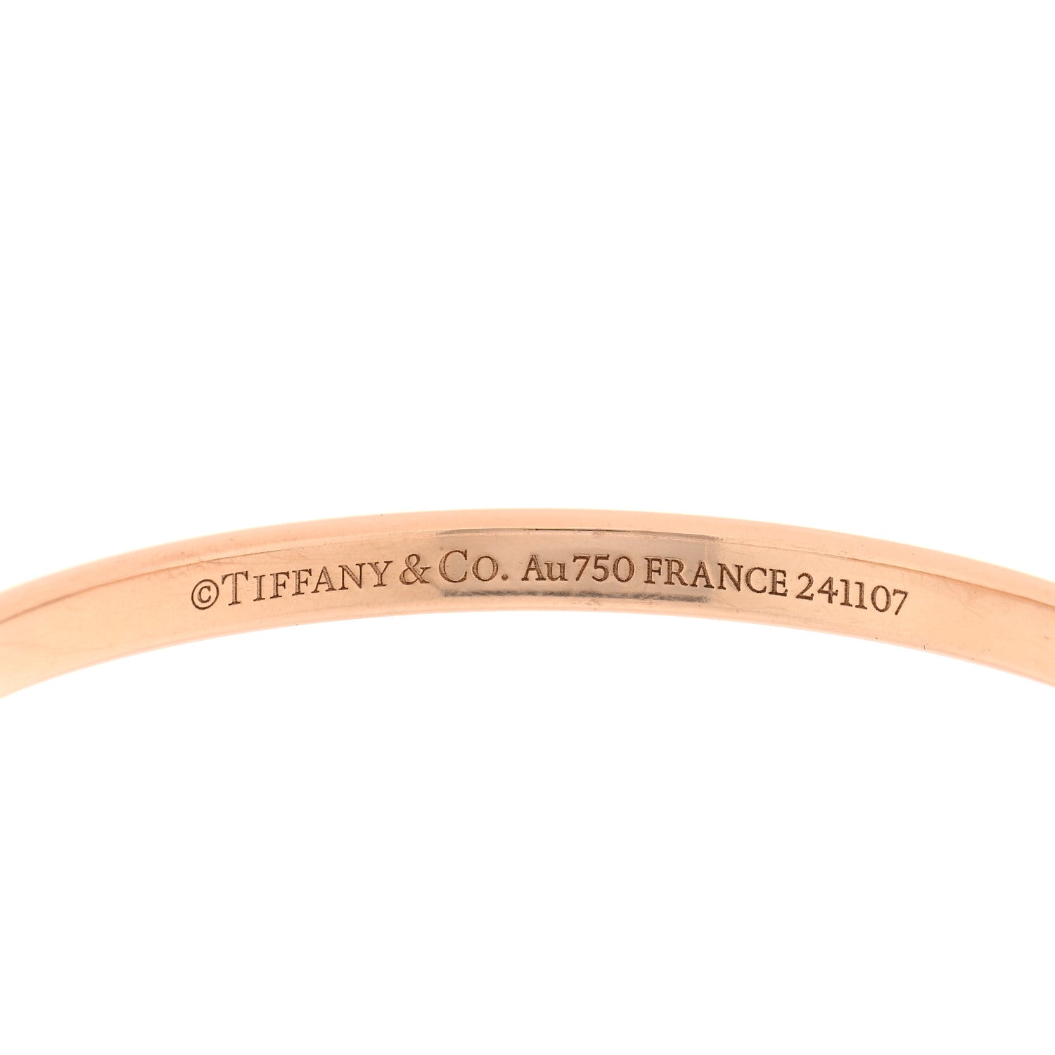 Tiffany 18K Rose White Gold Lock Narrow Bangle Bracelet 4 of 7