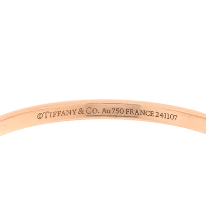 Tiffany 18K Rose White Gold Lock Narrow Bangle Bracelet 4 of 7